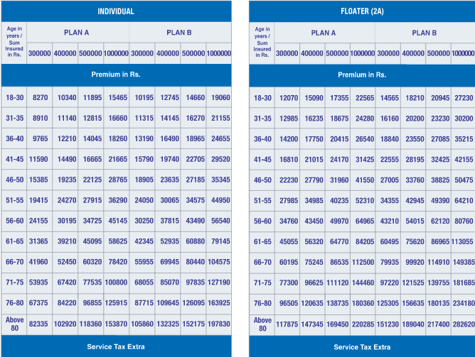 National Insurance Company Mediclaim Policy Premium Chart